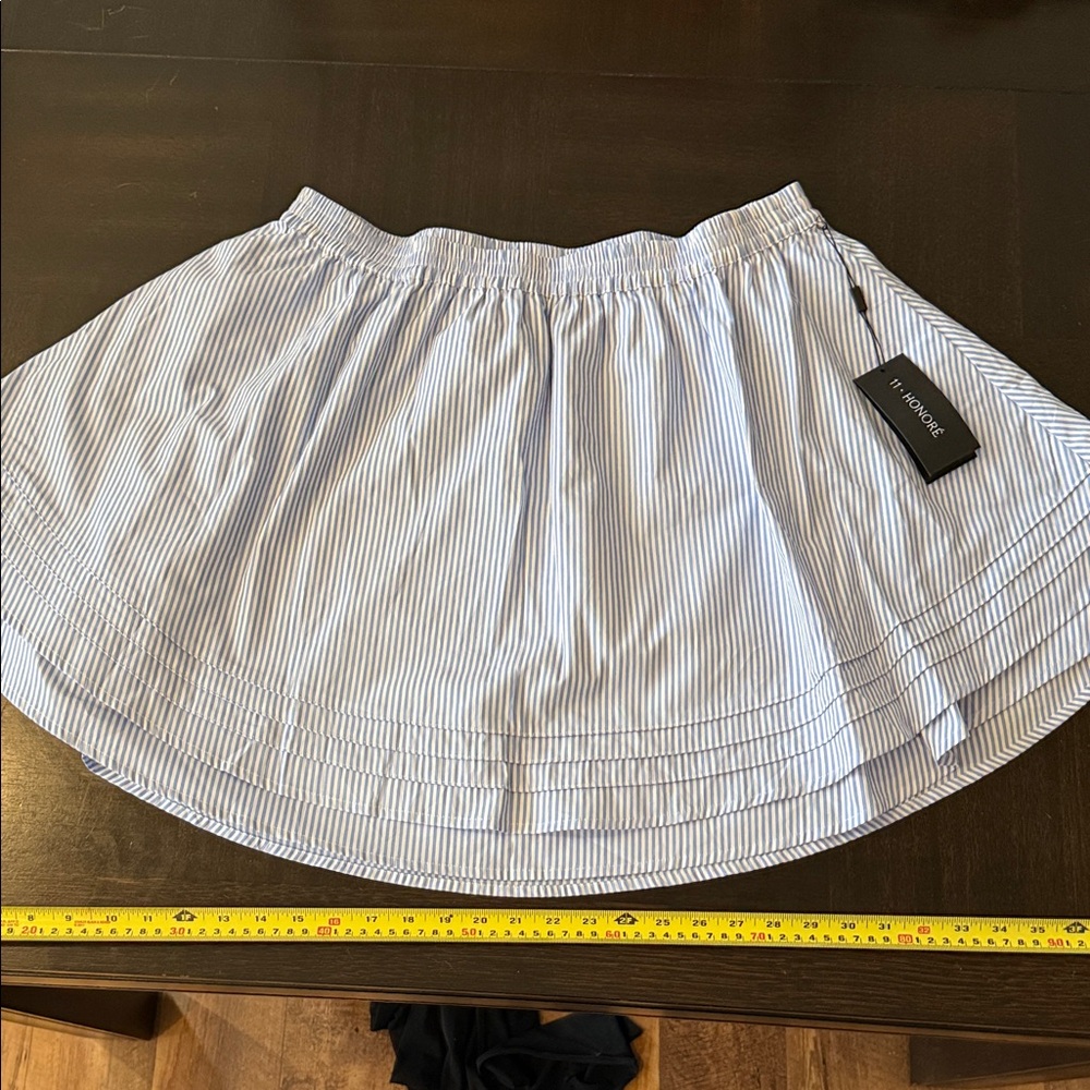 11 Honore Blue & White Striped Circle Skirt